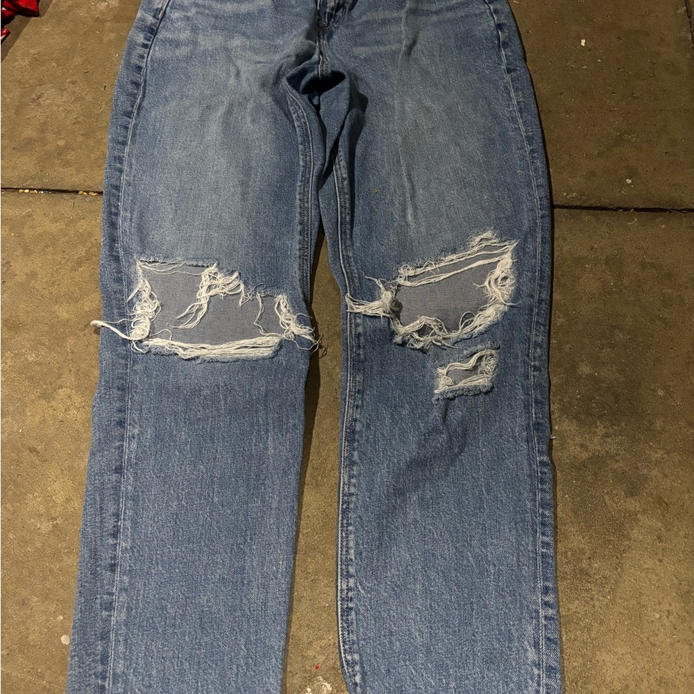 Distressed Blue Jeans